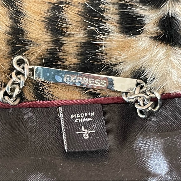 Express Women’s Faux Fur Cheetah Print Coat Jacket Size L Luxurious Animal Print - Picture 8 of 9